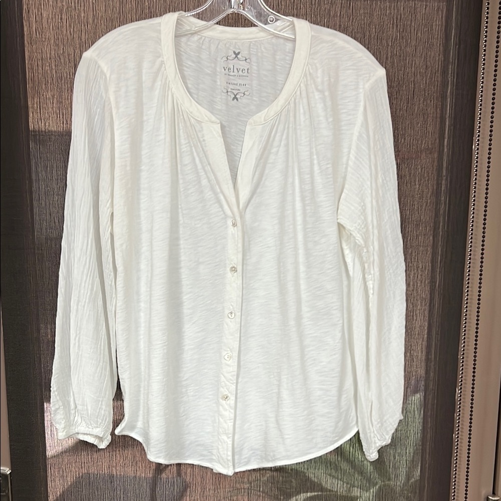 Velvet Women's White ButtonTop